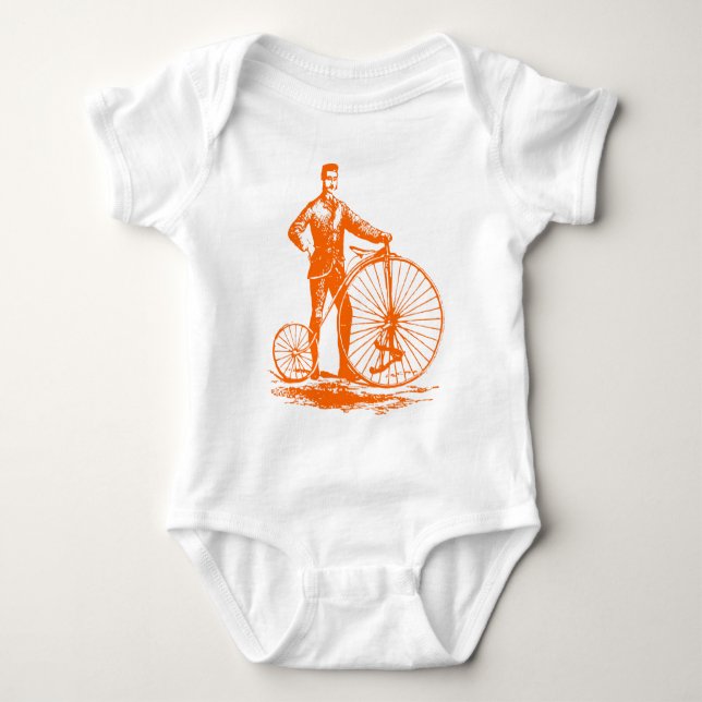 Man med Penny Farthing - Orange Tee Shirt (Framsida)
