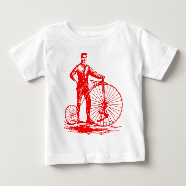 Man med Penny Farthing - Röd Tee (Framsida)