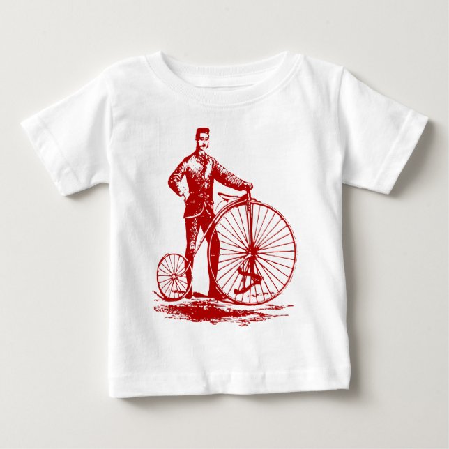 Man med Penny Farthing - Ruby Red Tee Shirt (Framsida)