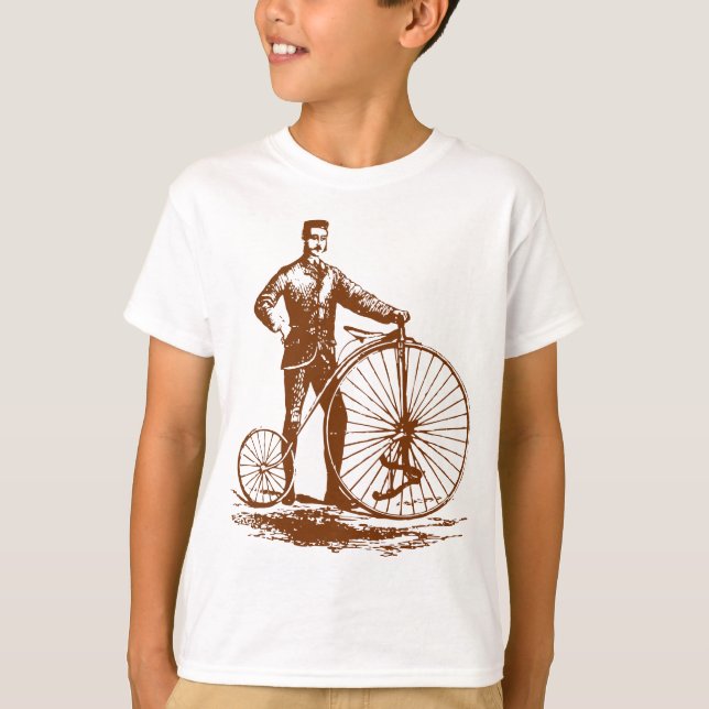 Man med Penny Farthing - Walnut Brown Tee (Framsida)