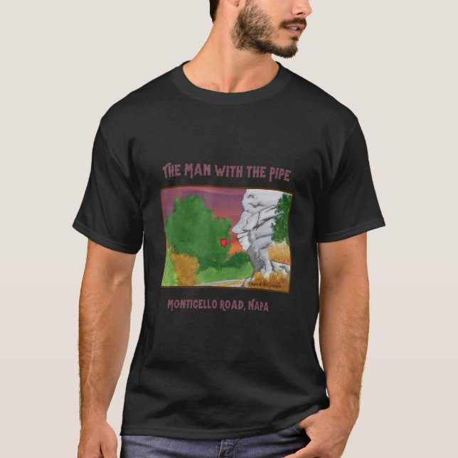 Man med Pipe Napa Valley Vin Land Art Nap T Shirt (Framsida)
