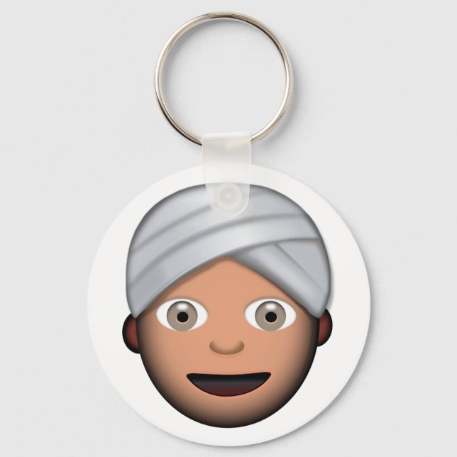 Man med Turban Emoji Nyckelring (Framsida)
