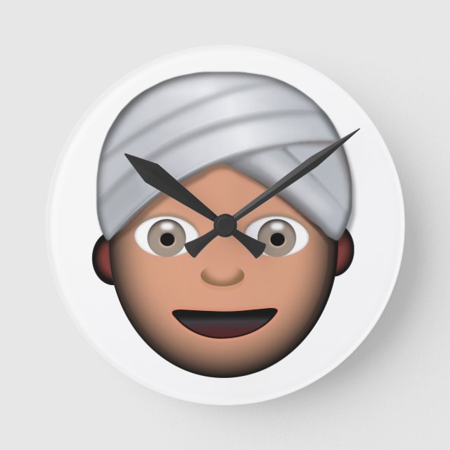 Man med turbanen Emoji Rund Klocka (Framsida)