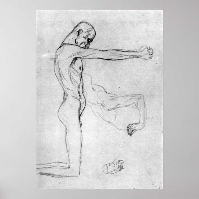 Man med utdragen arm av Gustav Klimt Poster (Framsidan)