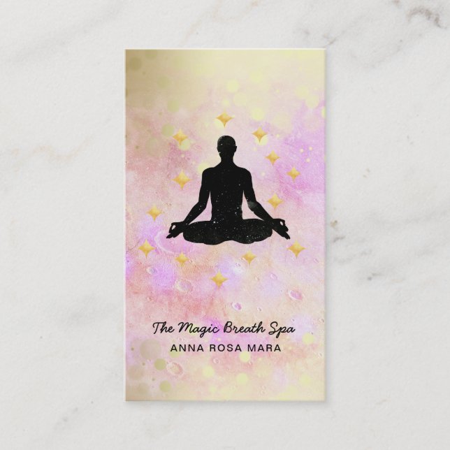 ** Man. Mindfulhet Yoga Glitter Guld-meditation Visitkort (Framsida)