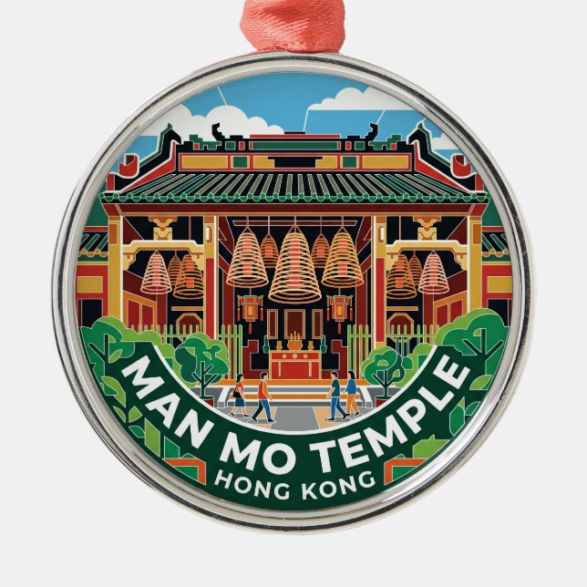 Man Mo-templet Hong Kong Julgransprydnad Metall (Framsidan)