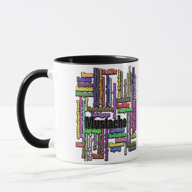 Man Mugg Funny Text Mustache Mustache Caterpelare (Vänster)
