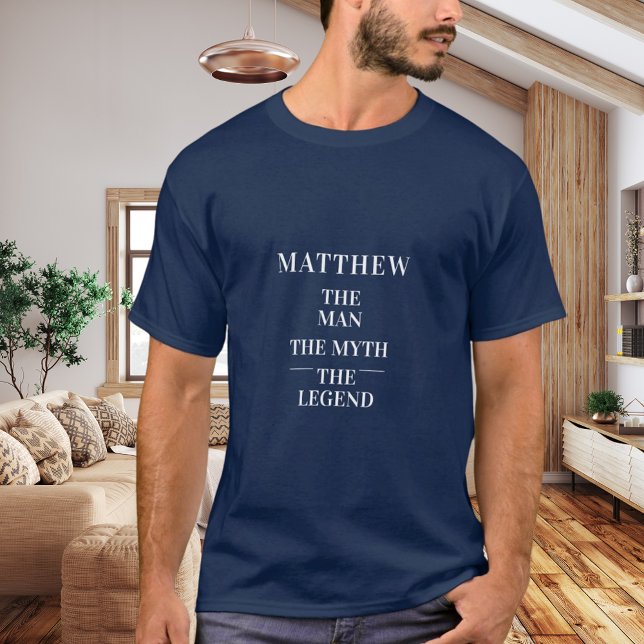 Man myt legend namn blå t shirt (Skapare uppladdad)