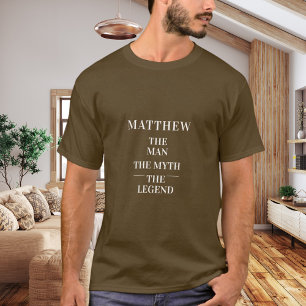 Man myt legend namn brun t shirt