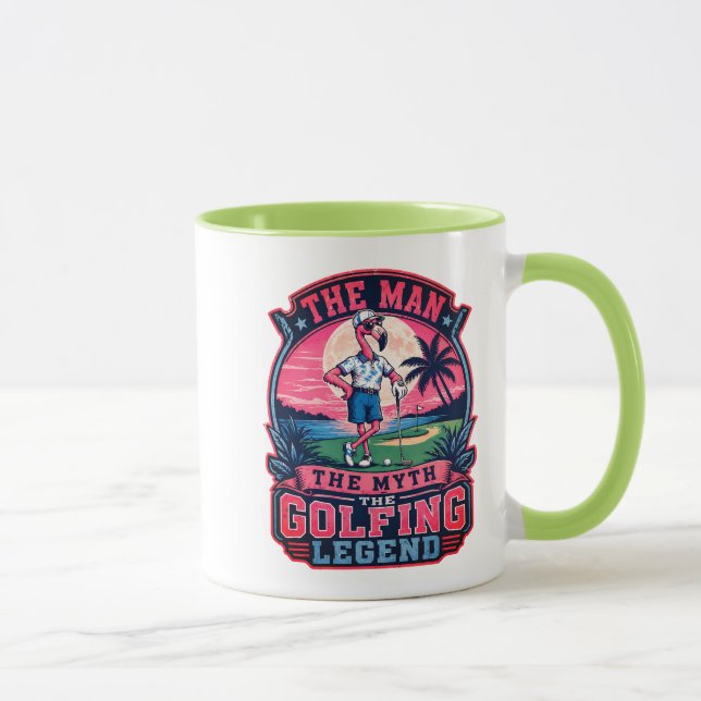 Män Myter Golfande Legend Flamingo Golfare Humor Mugg (Höger)