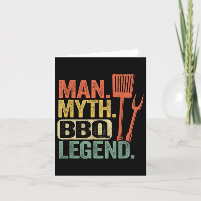 Man Myth Bbq Legend Barbecue Grilling Pappa Grillf Kort (Framsida)