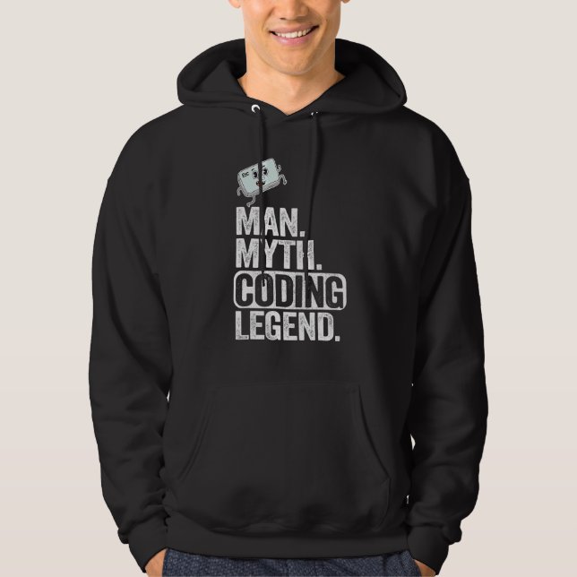 Man Myth Coding Legend Coder Pappa Geek Computer P Hoodie (Framsida)