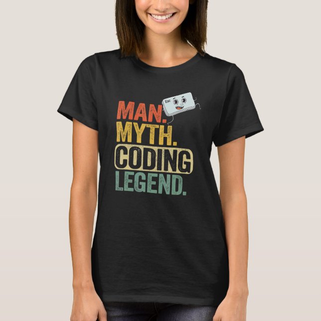 Man Myth Coding Legend Coder Pappa Geek Computer P T Shirt (Framsida)