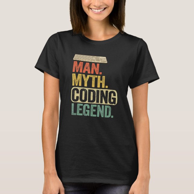Man Myth Coding Legend Coder Pappa Geek Computer P T Shirt (Framsida)