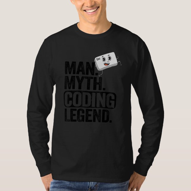 Man Myth Coding Legend Coder Pappa Geek Computer P T Shirt (Framsida)