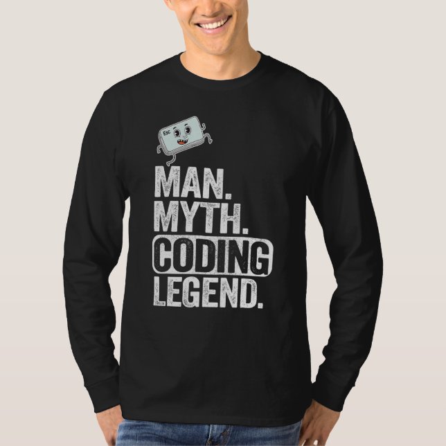Man Myth Coding Legend Coder Pappa Geek Computer P T Shirt (Framsida)
