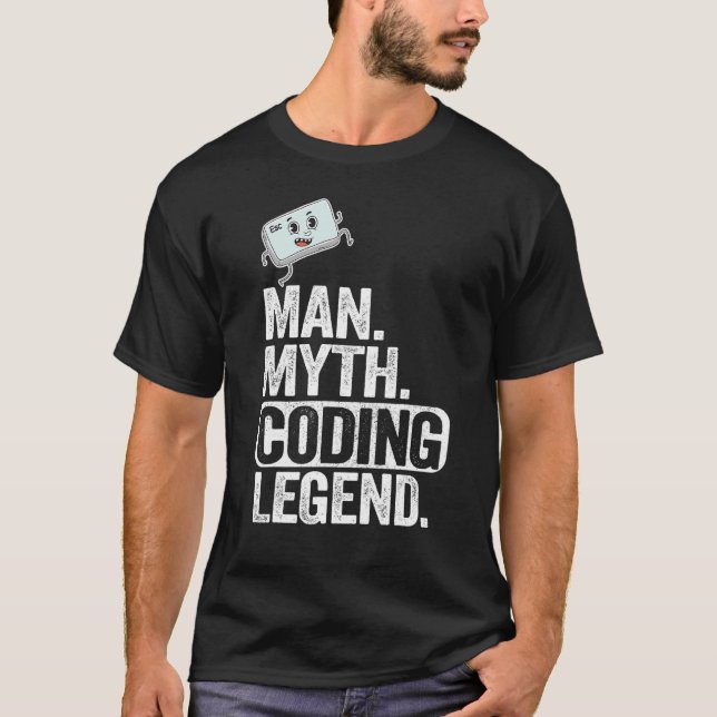 Man Myth Coding Legend Coder Pappa Geek Computer P T Shirt (Framsida)