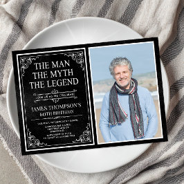 Man Myth Legend Black 60:e födelsedagsfoto Inbjudningar