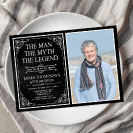 Man Myth Legend Black 65e Birthday Photo Inbjudningar