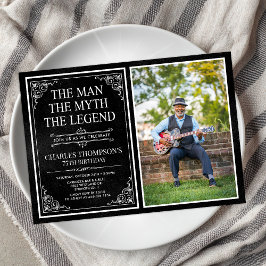 Man Myth Legend Black 75:e Birthday Photo Inbjudningar