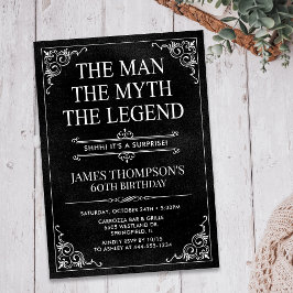 Man Myth Legend Black Surprise 60:e födelsedagen Inbjudningar