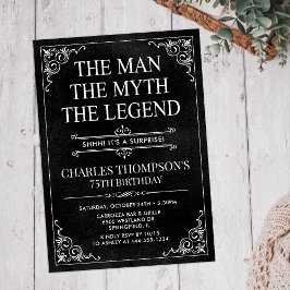 Man Myth Legend Black Surprise 75:e Birthday Inbjudningar