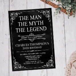 Man Myth Legend Black Surprises 70:e födelsedagen Inbjudningar
