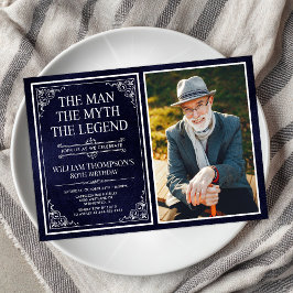 Man Myth Legend Blue 80 Birthday Photo Inbjudningar