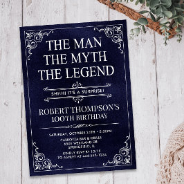 Man Myth Legend Blue Surprise 100 Birthday Inbjudningar
