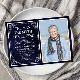 Man Myth Legend Blue Surprise 60 Birthday Photo Inbjudningar