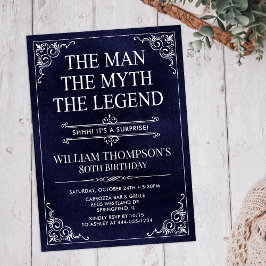 Man Myth Legend Blue Surprise 80 Birthday Inbjudningar
