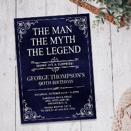 Man Myth Legend Blue Surprise 90:e Birthday Inbjudningar