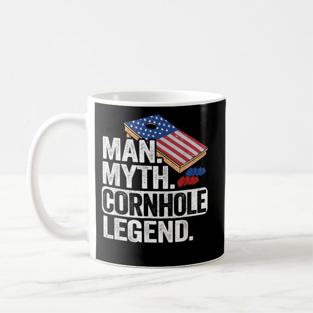 Man Myth Legend Cornhole USA Pappa Kaffemugg (Vänster)
