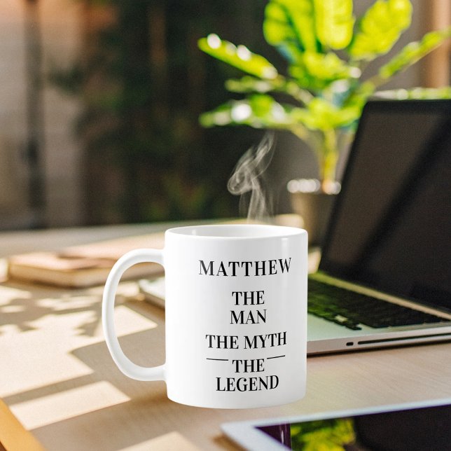 Man myth legend fotosvart, vitt kaffemugg (Skapare uppladdad)