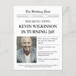 Man, Myth, Legend Newspaper Birthday Investigation Helg Vykort