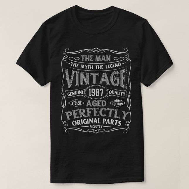 Man Myth Legend Vintage 1987 Birthda T Shirt (Design framsida)