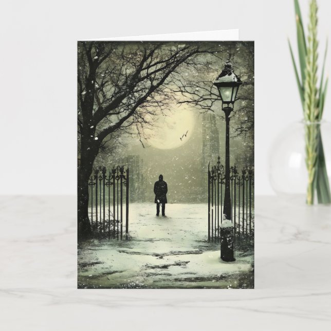 Man Night Winter Somber Helgkort (Framsida)
