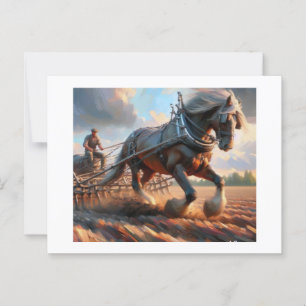 Man och Horse Plowing Vykort