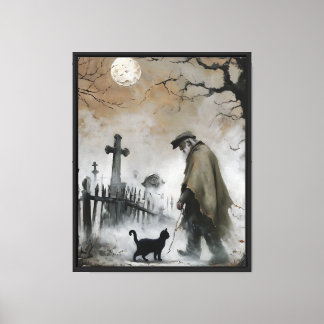Man och katt i kyrkogården canvastryck