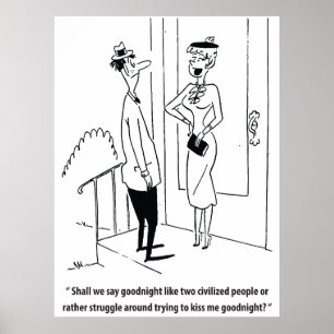 Man och kvinna på dejt, humor, vintage poster