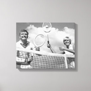 Man och kvinna som leker tennis canvastryck