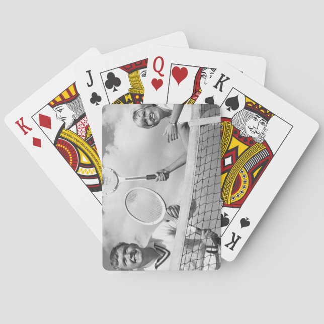 Man och kvinna som leker tennis casinokort (Baksidan)