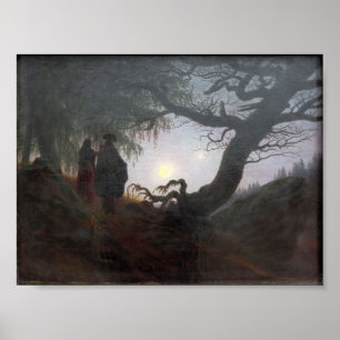 Man och kvinna som sammanställer Måne Poster