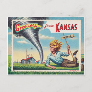 Man och Tornado Hälsning från Kansas Vykort