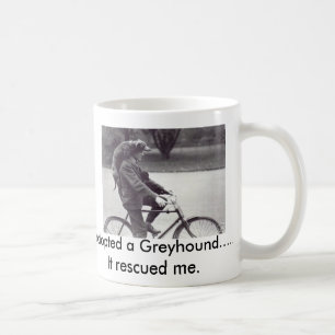 Man och vinthund på cykeln i England, Kaffemugg