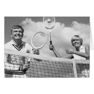 Man och Woman Plstickande tennis Hälsningskort