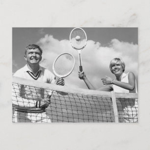 Man och Woman Plstickande tennis Vykort