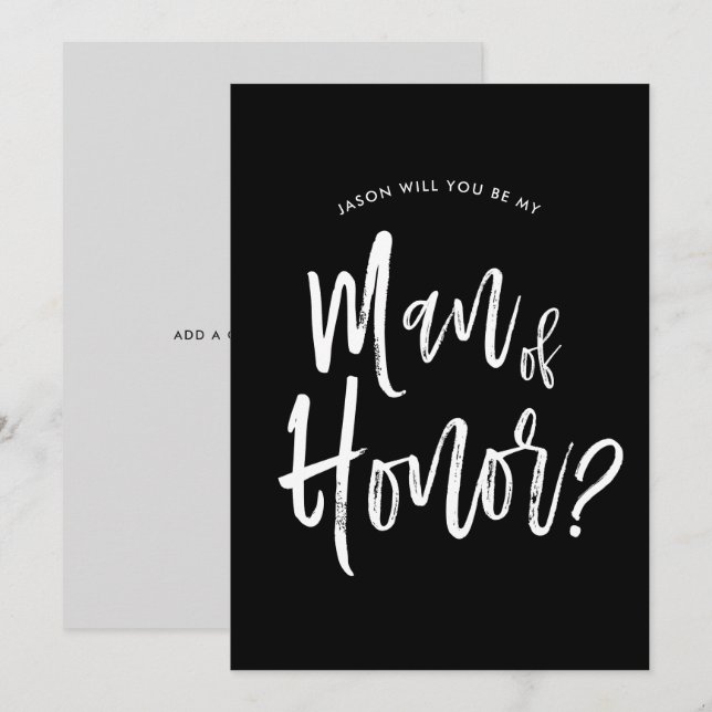 Man of Honor | Anpassad bröllopsinbjudan i script  Inbjudningar (Fram/baksida)