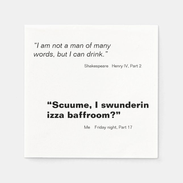 Man of Many Words Shakespeare Quote Cocktail Pappersservett (Framsidan)