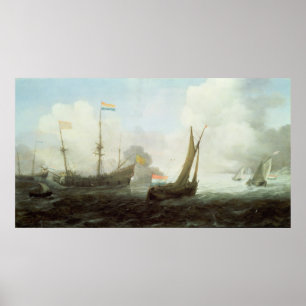 man-o'krig som avfyrar en honnör, 17th århundrad poster